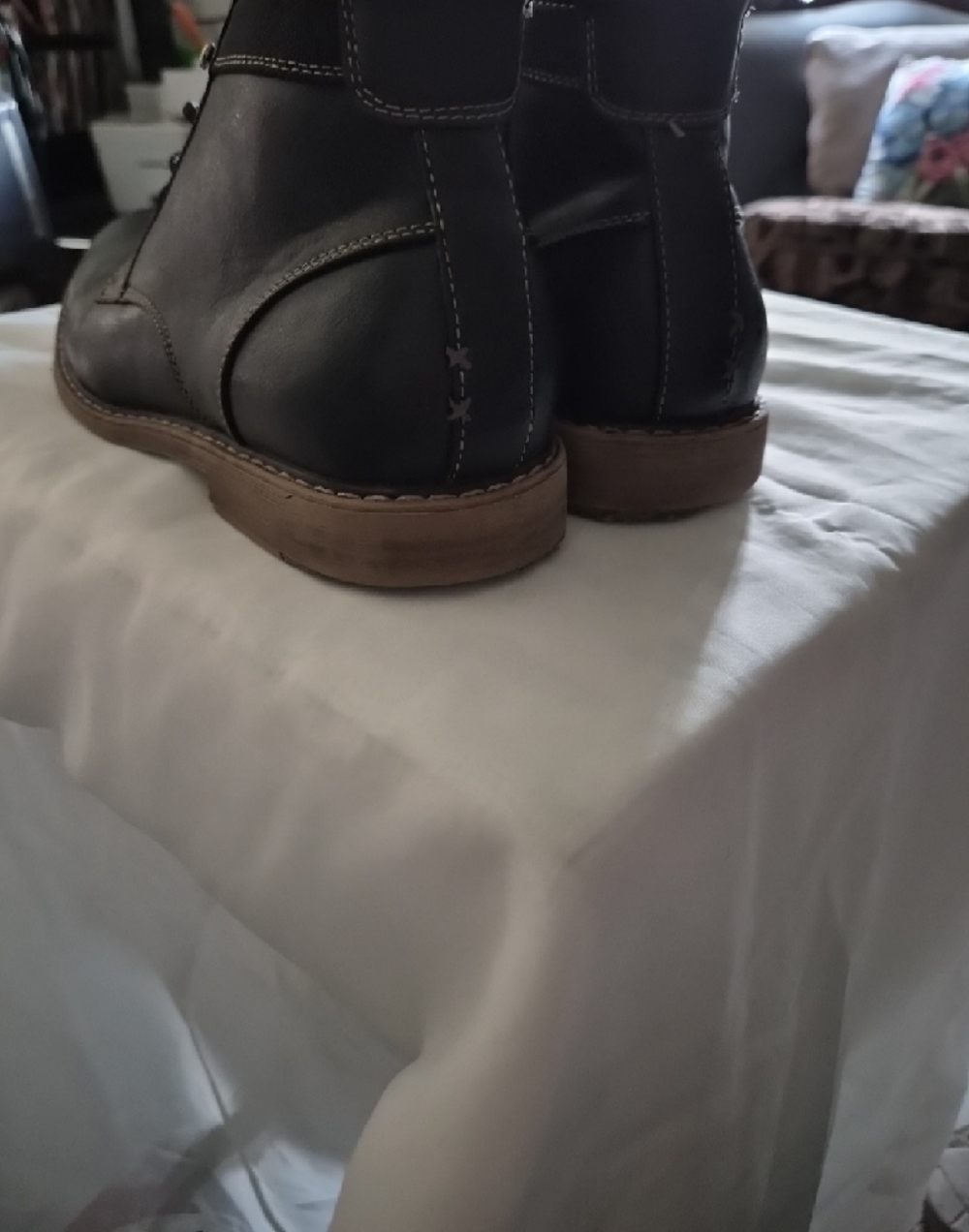 Hawker Rye Black Leather Lace-Up Ankle Boots Mens Size 9 - Picture 4 of 5